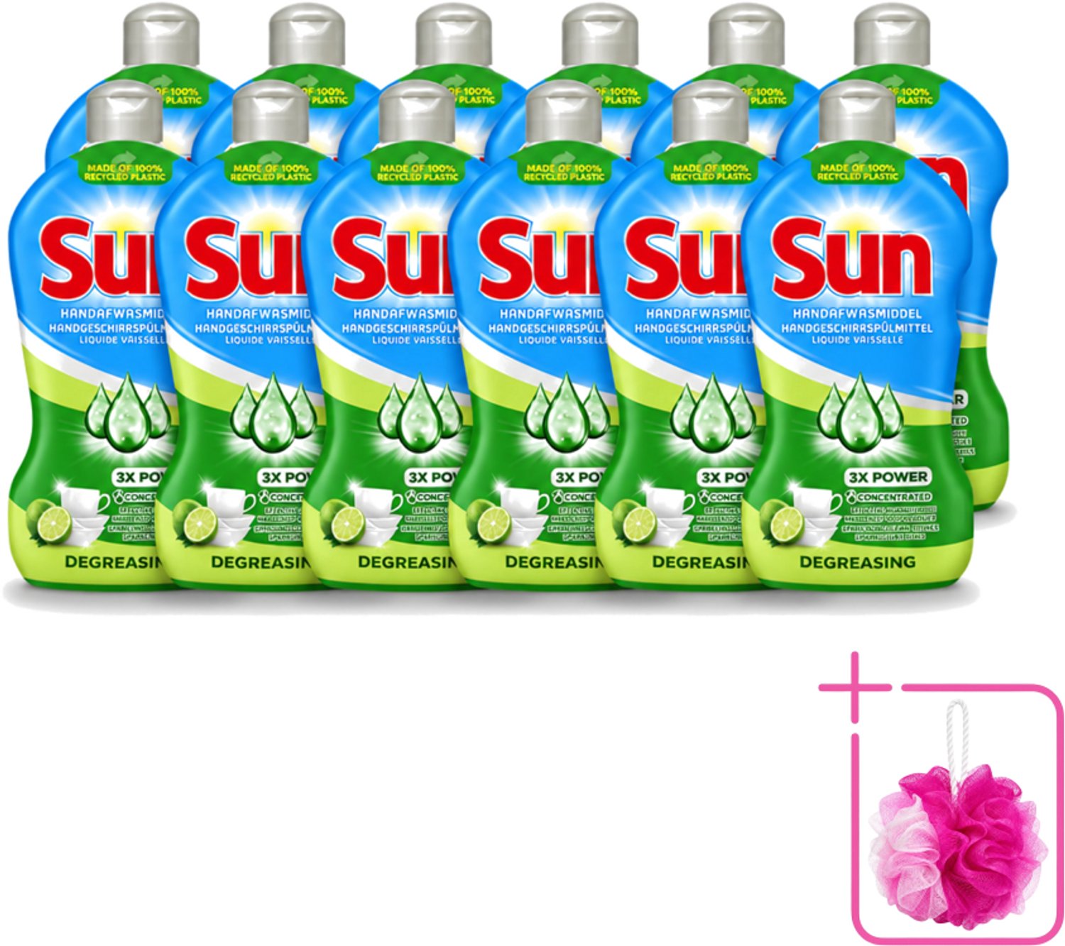12 x Sun - Handafwasmiddel - Degreasing - Limoen - 450 ml - Bulkverpakking - Handafwasmiddel - Douchemop - Vaatwas