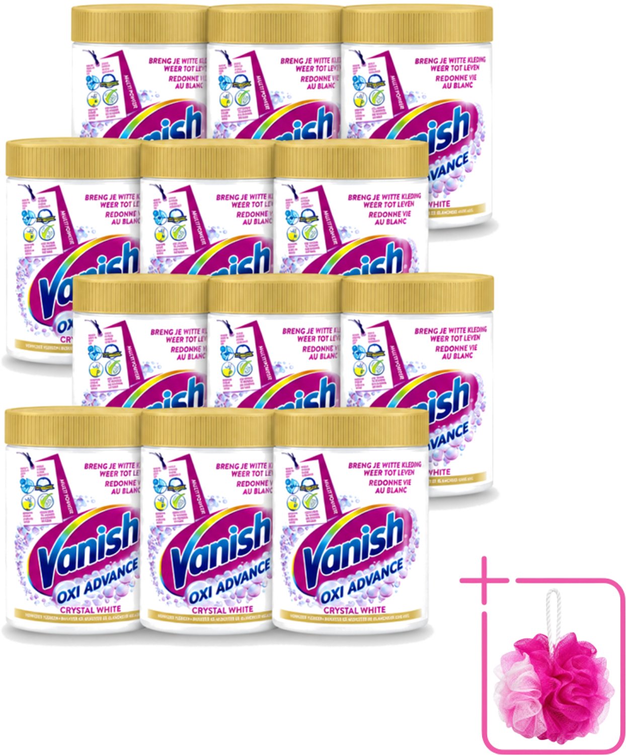 12 x Vanish Oxi Advance - Kristalwit - Vlekkenverwijderaar Poeder - Witte Was - 840 Gram - Bulkverpakking - Wit was - Douchemop - Vlekkenverwijderaar