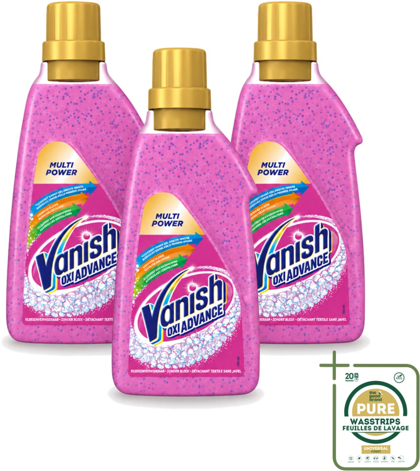 3 x Vanish Oxi Advance - Vlekkenverwijderaar Gel - Zonder Bleek - Gekleurde Was - 750 ml - Wasstrips - Vlekverwijderaar - Wasmiddel - Vlekken - Rode Vruchtensap - Koffie