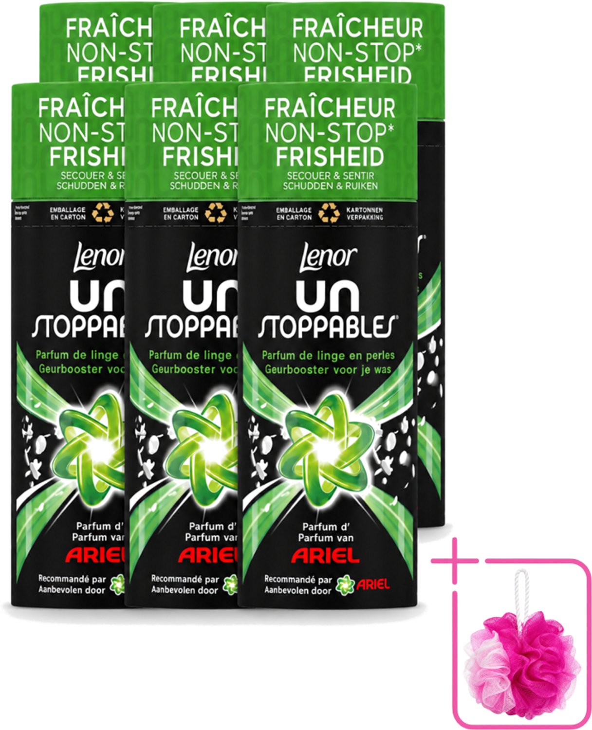 6 x Lenor Unstoppables – Geurbooster – Ariel – 13 Wasbeurten – 165 g - Bulkverpakking - Geurbooster was - Douchemop - Frisse geur was