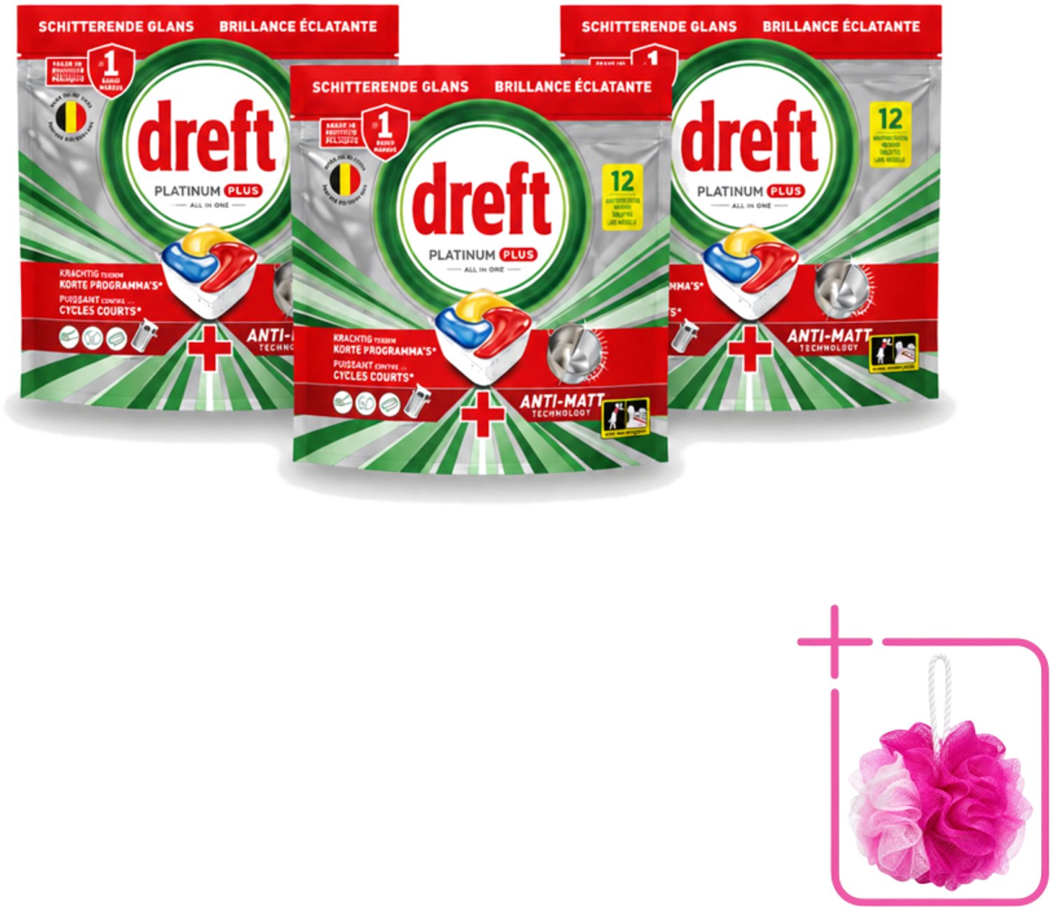3 x Dreft – Vaatwastabletten – Platinum Plus All-in-One – Lemon – 12 Tabletten - Bulkverpakking - Vaatwasmiddelen - Vaatwastabletten