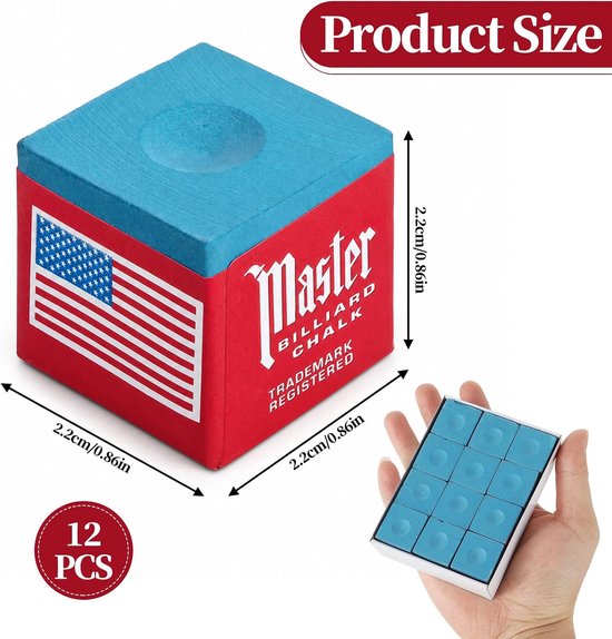 12 stuks biljartkrijt, premium biljartkrijt, blauw, gripverbeterende, antislip, duurzame biljartkrijt - ShopVlot — afbeelding 5