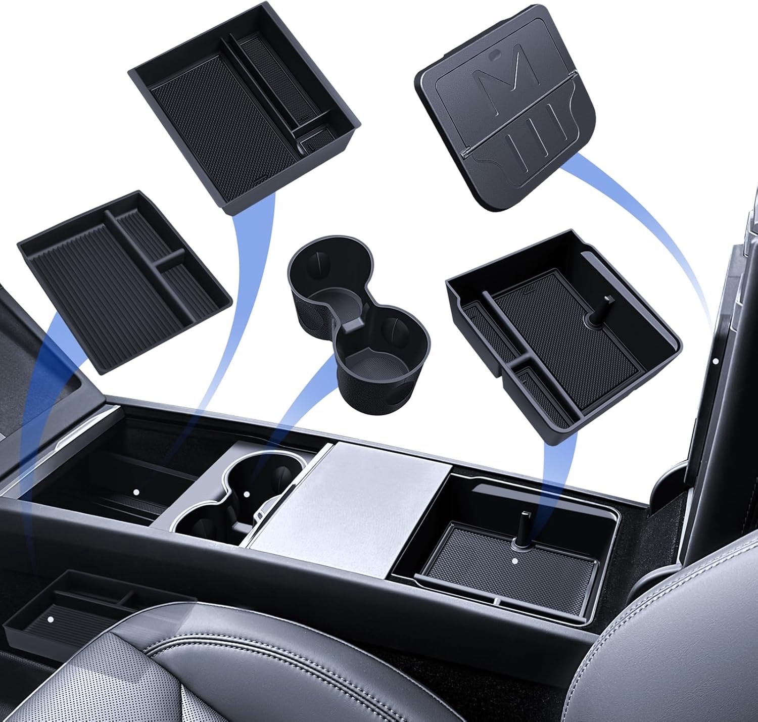 Organizer voor Tesla Model 3 2024-2025 - Siliconen tray - Armsteun opbergdoos - Efficiënte ruimtebesparing - ShopVlot