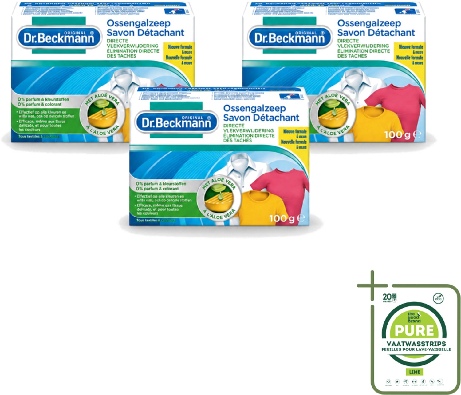 3 x Dr.Beckmann - Vlekkenverwijderaar - Ossengalzeep Met Aloë Vera - Witte en Gekleurde Was - 100g - Grootverpakking - Vaatwasstrips - Vlekkenverwijderaar - Textiel Reinigen - Tapijt Reinigen - Meubel Reinigen - Aloë Vera