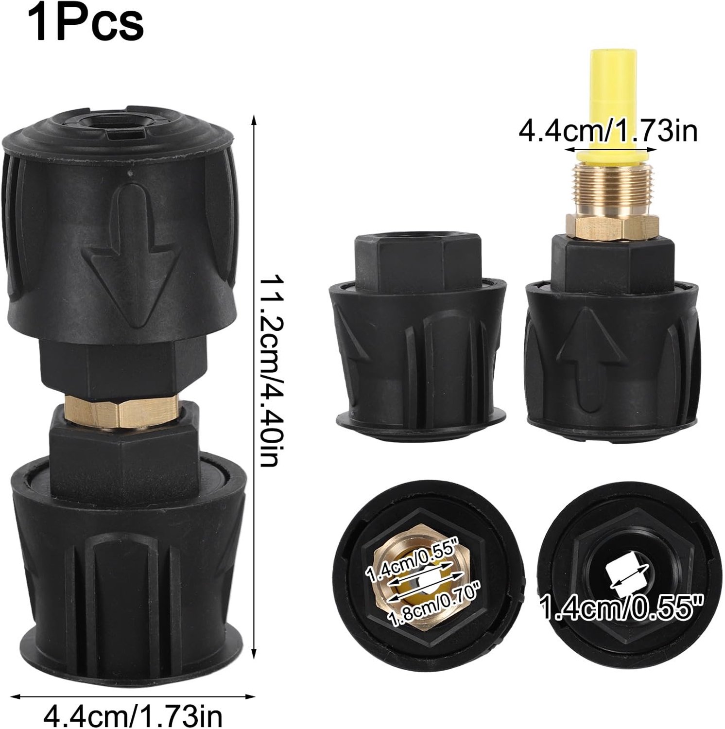 Quick Connect Adapter M22 14mm voor Karcher Hogedrukreinigers Aluminium Plastic Slang Connector Extension Zwart 2 Stuks