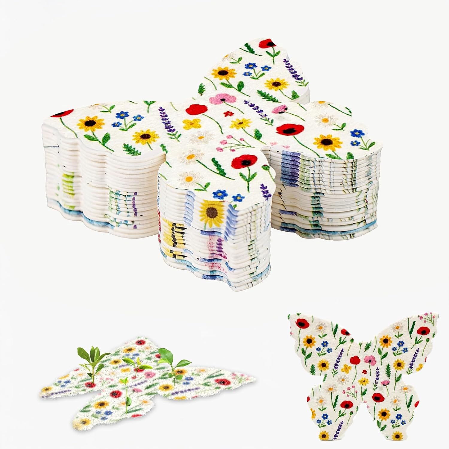 Wenskaarten met zaadjes 20 stuks - Papieren kaarten in vlinderdesign - Voor bruiloften en feesten - ShopVlot