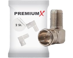 Premium X 2 x F plug F-quick plug SAT quick F coupling 90° angle connector - ShopVlot