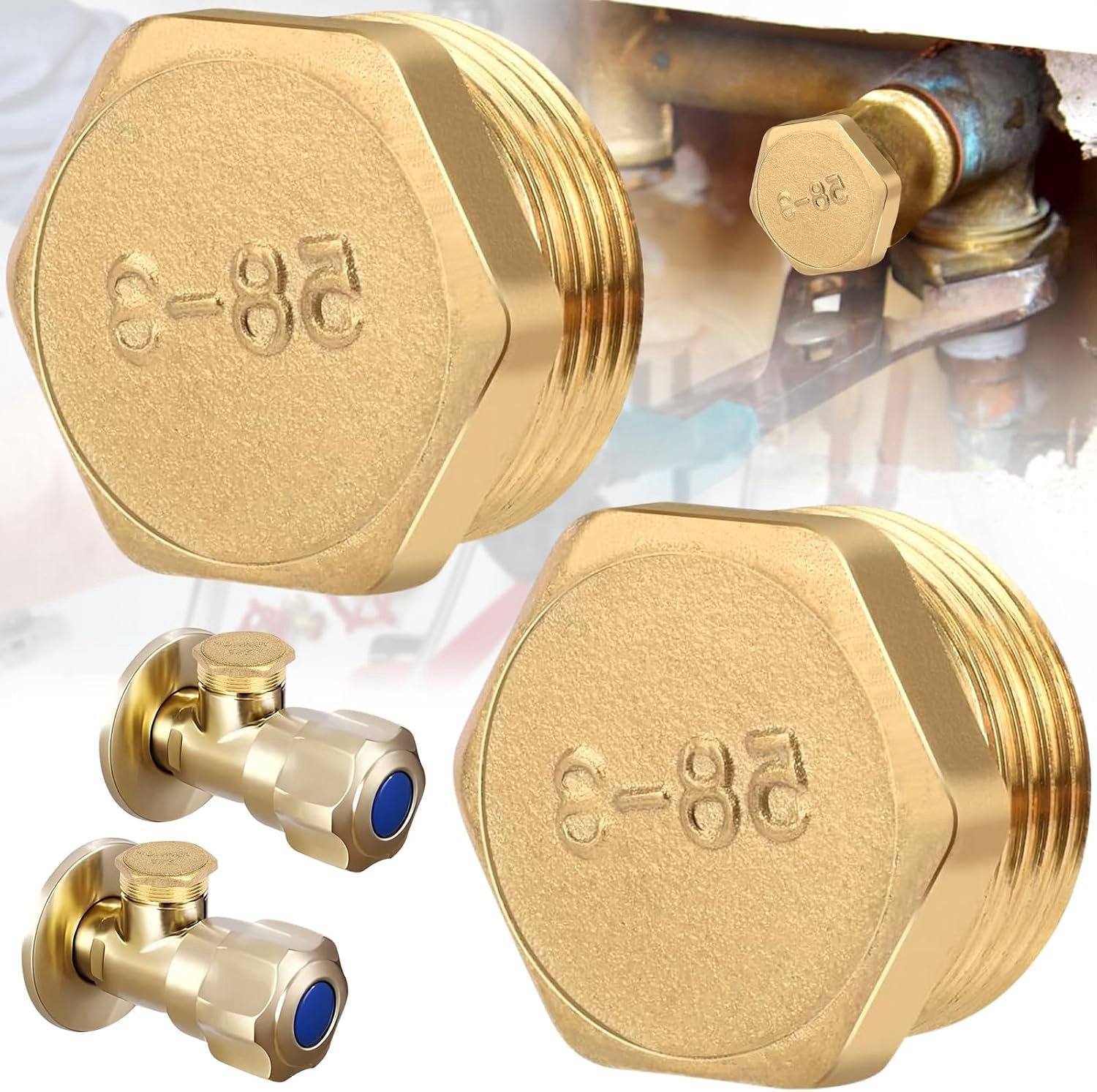 2 stuks 3/4 messing plug, 3/4 mannelijke koperen plug, externe draad, messing fittingen, blinde pluggen, pijppluggen - Homevero