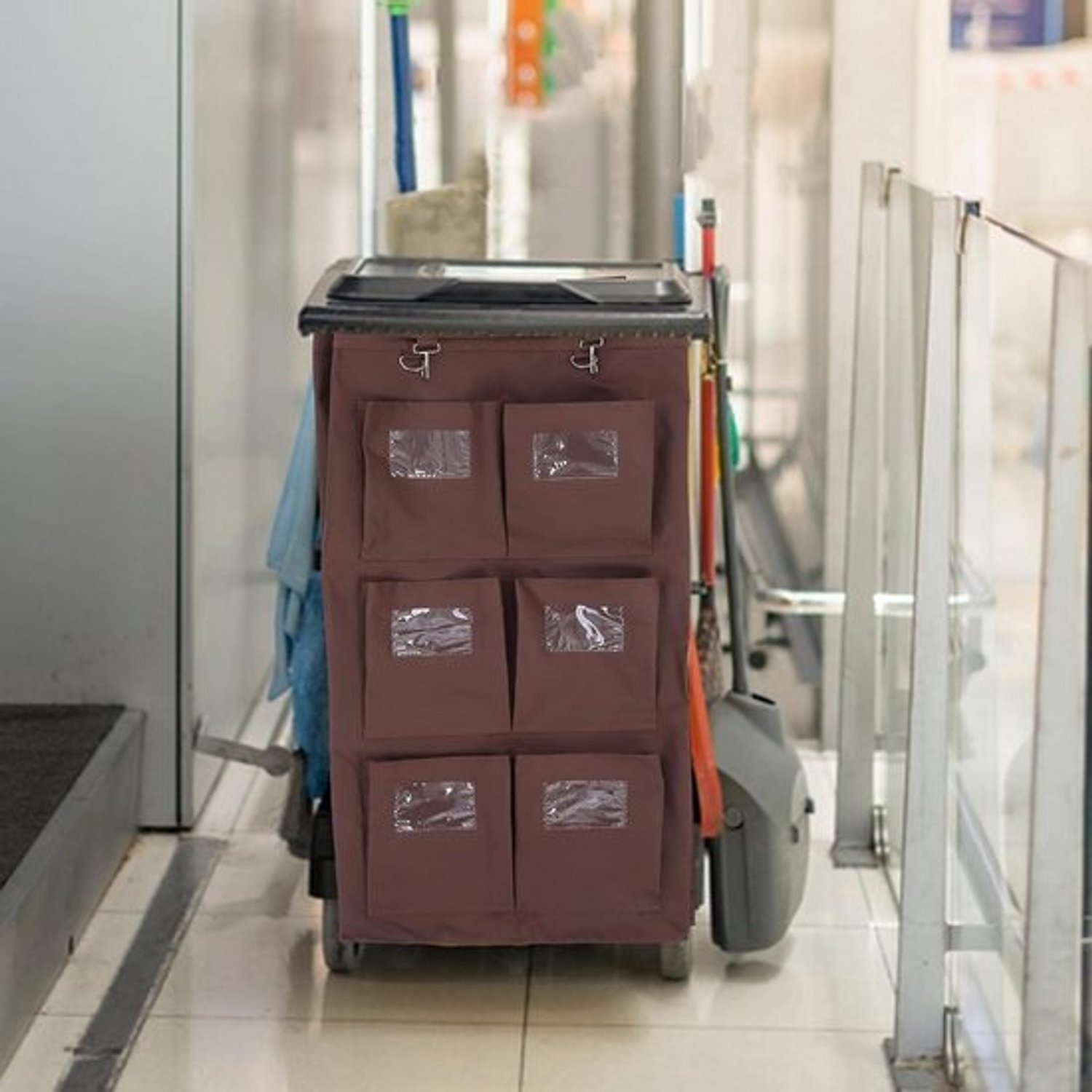 Schoonmaaktas - Waswagen zak - Afval verzamelen - Lekvrije opbergruimte - 85 cm - Koffie