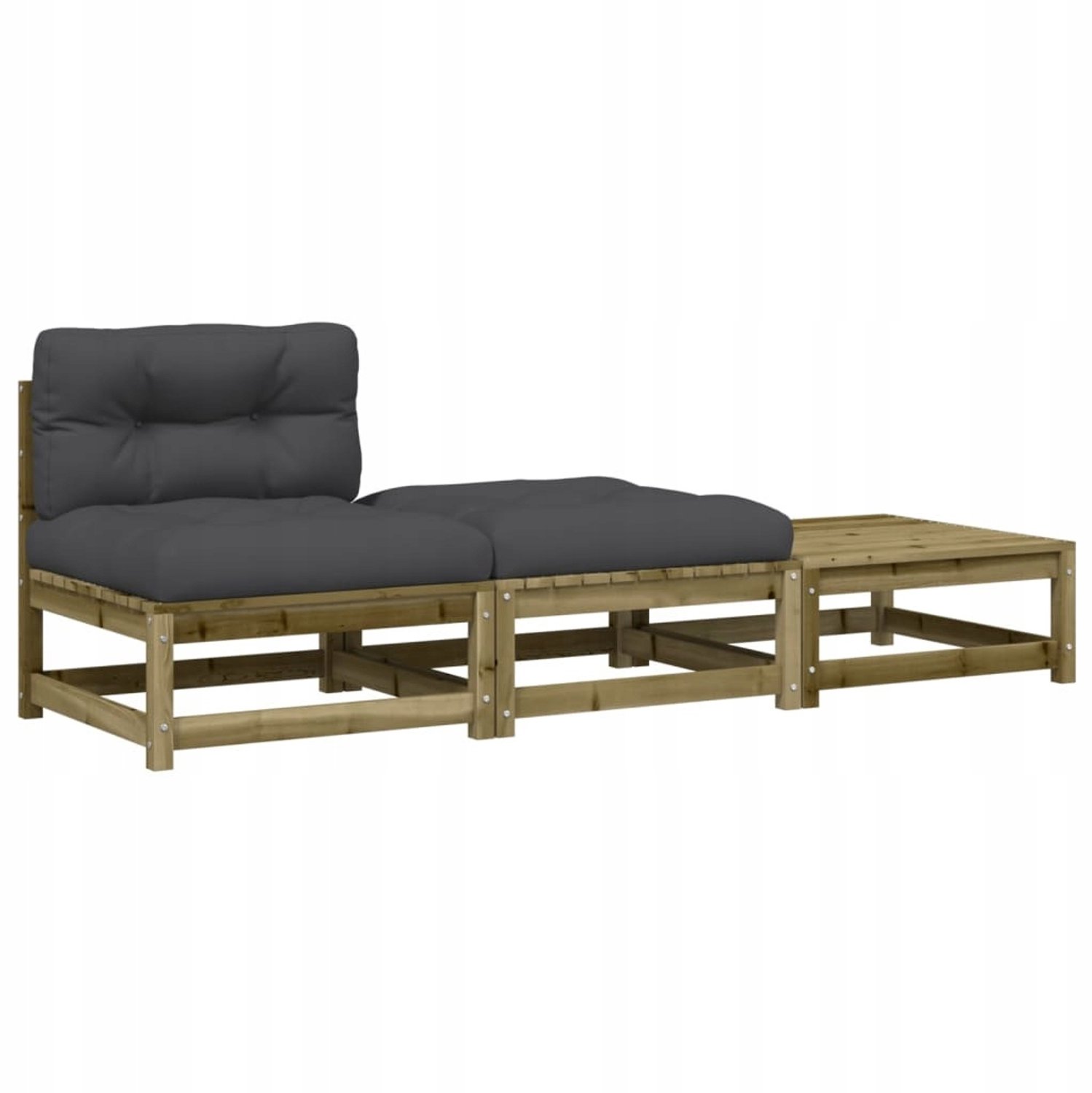 Modulaire Houten Loungeset: Sofa, Poef & Kussens voor Tuin