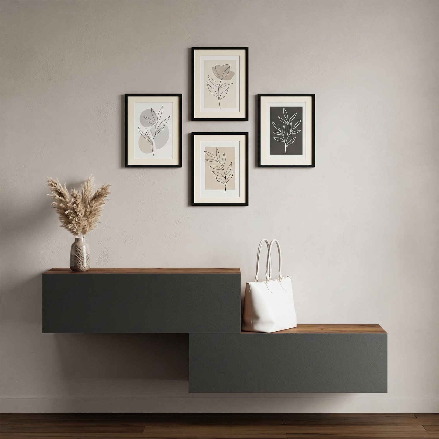 Planetmöbel Garderobekast 2x 100 cm - Geel eiken / Antraciet - Set van 2