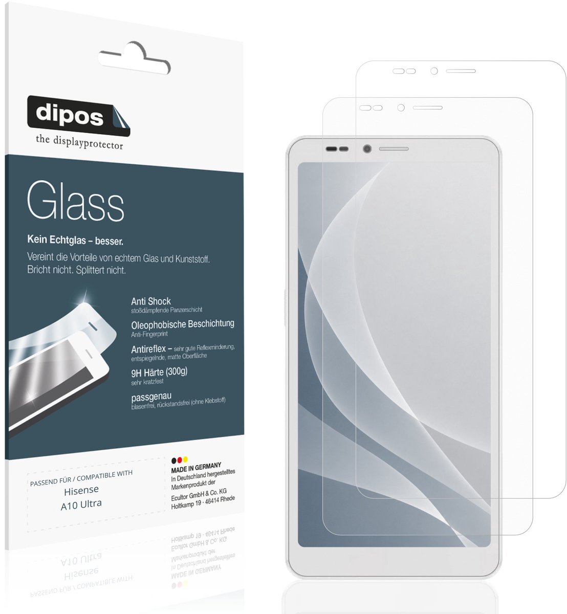 dipos – 2x Matte Pantserfolie geschikt voor Hisense A10 Ultra | 9H Screenprotector