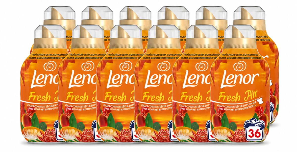 12 x Lenor - Wasverzachter - Fresh Air Tropenzon - Ultra Geconcentreerd - 36 Wasbeurten - Voordeelverpakking - 12 stuks