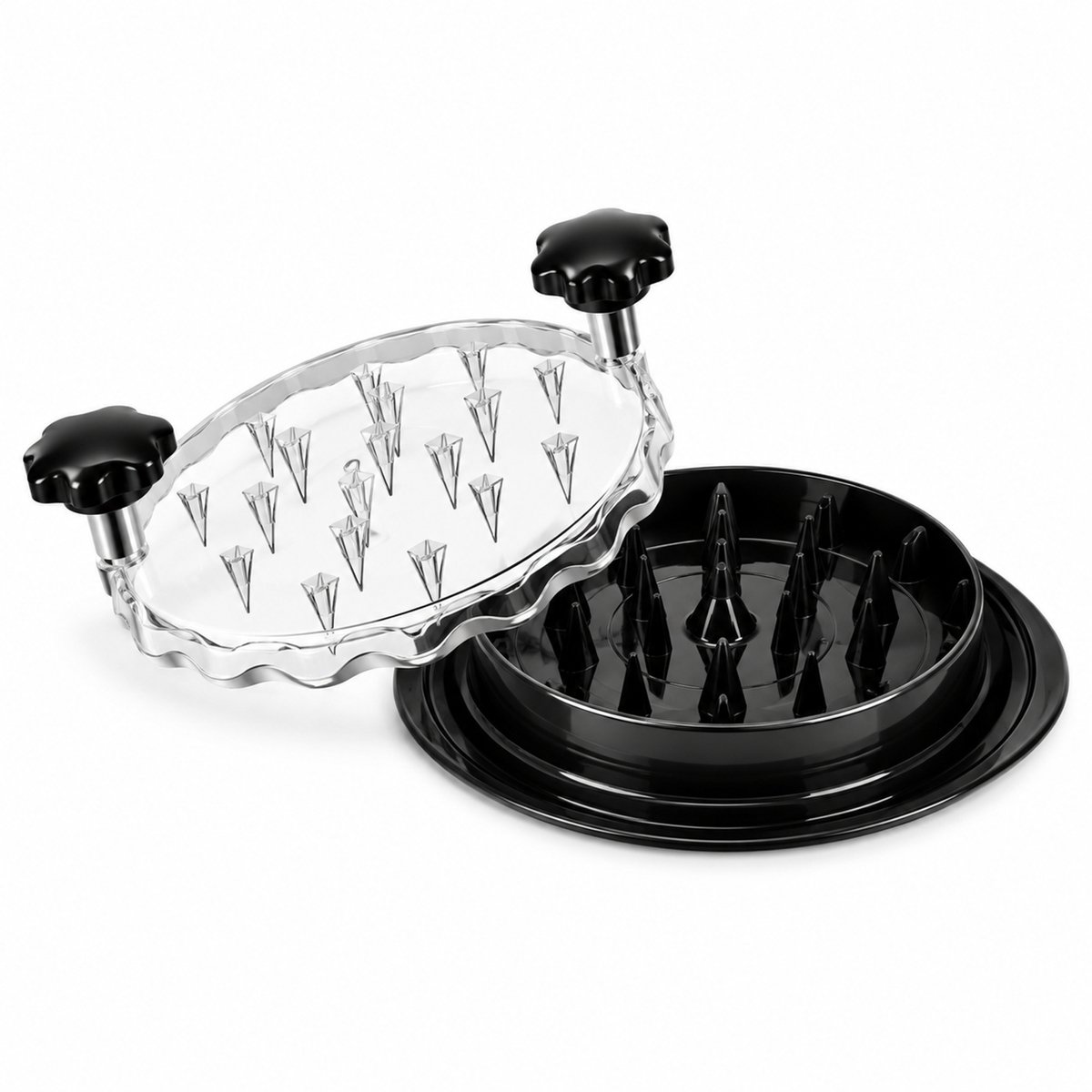 JustValue Kipversnipperaar - Handmatige Chicken Shredder - Transparant Deksel - Zwart - 27,5 cm