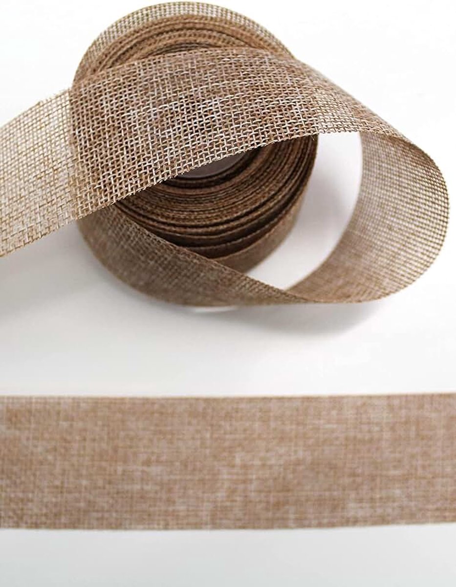 Jute lint jute 40 mm linnen decoratielint rasterlint lint van natuurlijke jute vorstbescherming natuurlijke band duurzaam geschenken geschenkverpakking knutselen Kerstmis