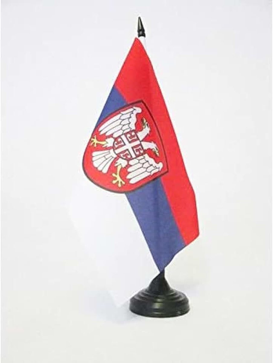 Government of National Salvation of Serbia Table Flag 5'' x 8'' - serbian Nedic regime Office Flag 100% Polyester 21 x 14 cm - Mini Desk Flag with 10'' Pole and