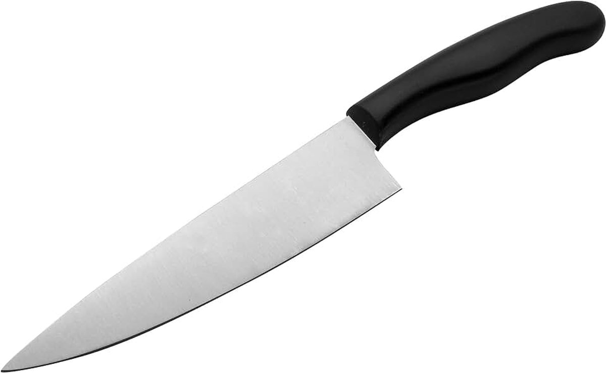 Nirosta Fit Kochmes - Professioneel Mes voor Vlees, Vis en Groenten, 18 cm Roestvrij Stalen Mes met Ergonomische Kunststof Handvat, Eenvoudig te Reinigen, Grijs/Zwart