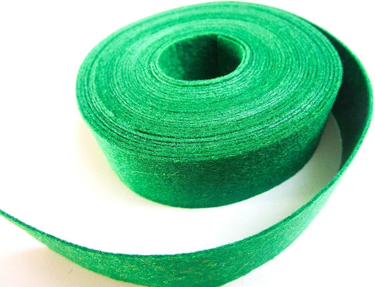 5 m viltlint, 2,5 cm breed, 25 mm vilt, potband, vilten wol, knutselvilt, decoratieve band, vilten platen voor Kerstmis, advent, bruiloft, decoraties (donkergroen)