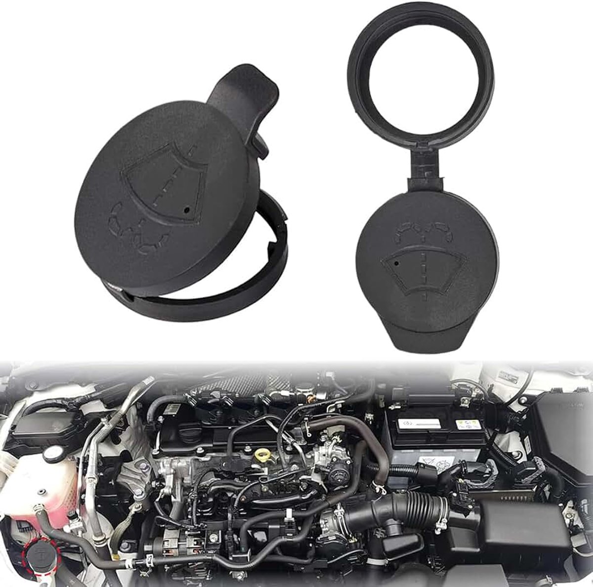 Ruitenwissers, voor Opel Astra J K, Corsa E Insignia A B, Adam, Mokka, Viva, Meriva B, zwart, kunststof, auto, motor, componentkap, 2 stuks