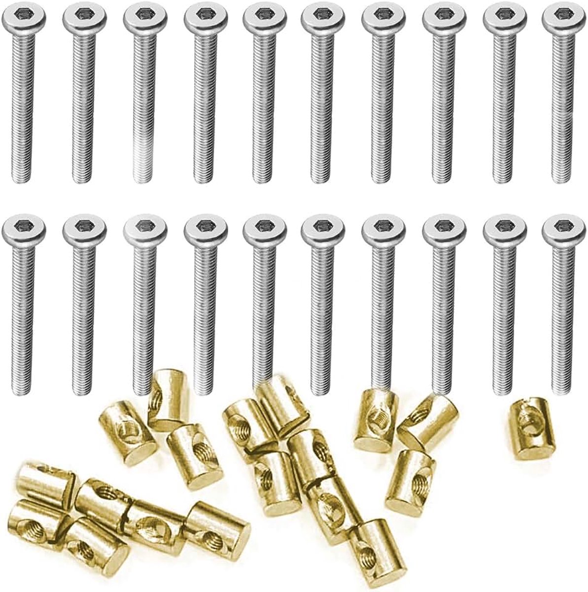 Duurzaamheid en veiligheid met de VEDA set van 20 bronzen schroeven van 60 mm met platte zeskantkop (HEX) voor stapelbedden