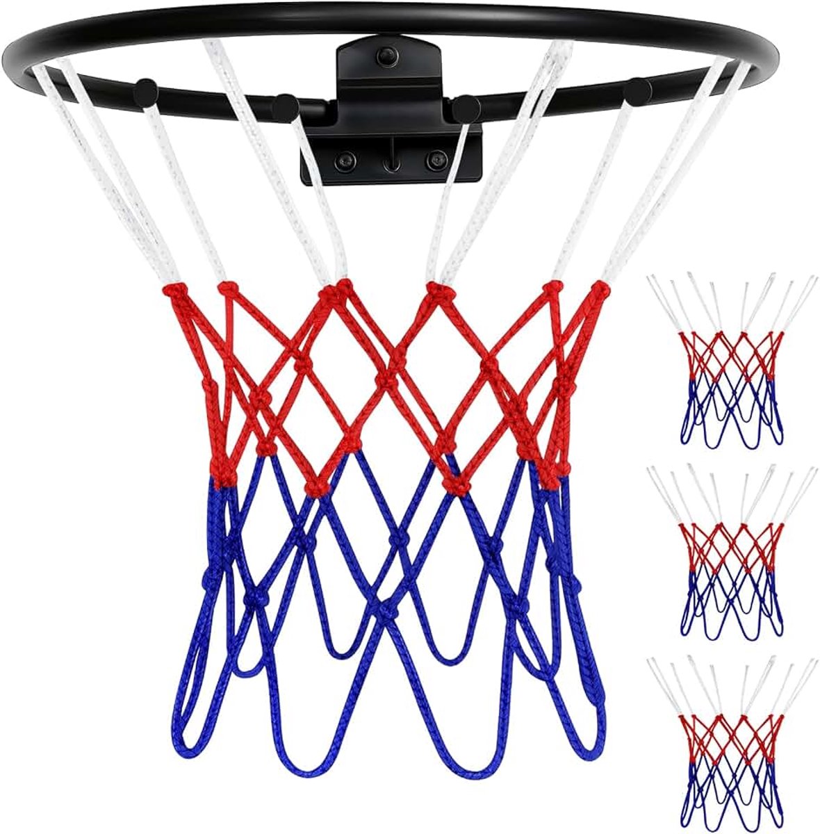 Basketbalnet, reservenet voor basketbals, mini-basketbalhoep-reservenet, voor manden van 20-26 cm, basketbalnet met 8 lussen, voor het uitwisselen van netten binnen en buiten