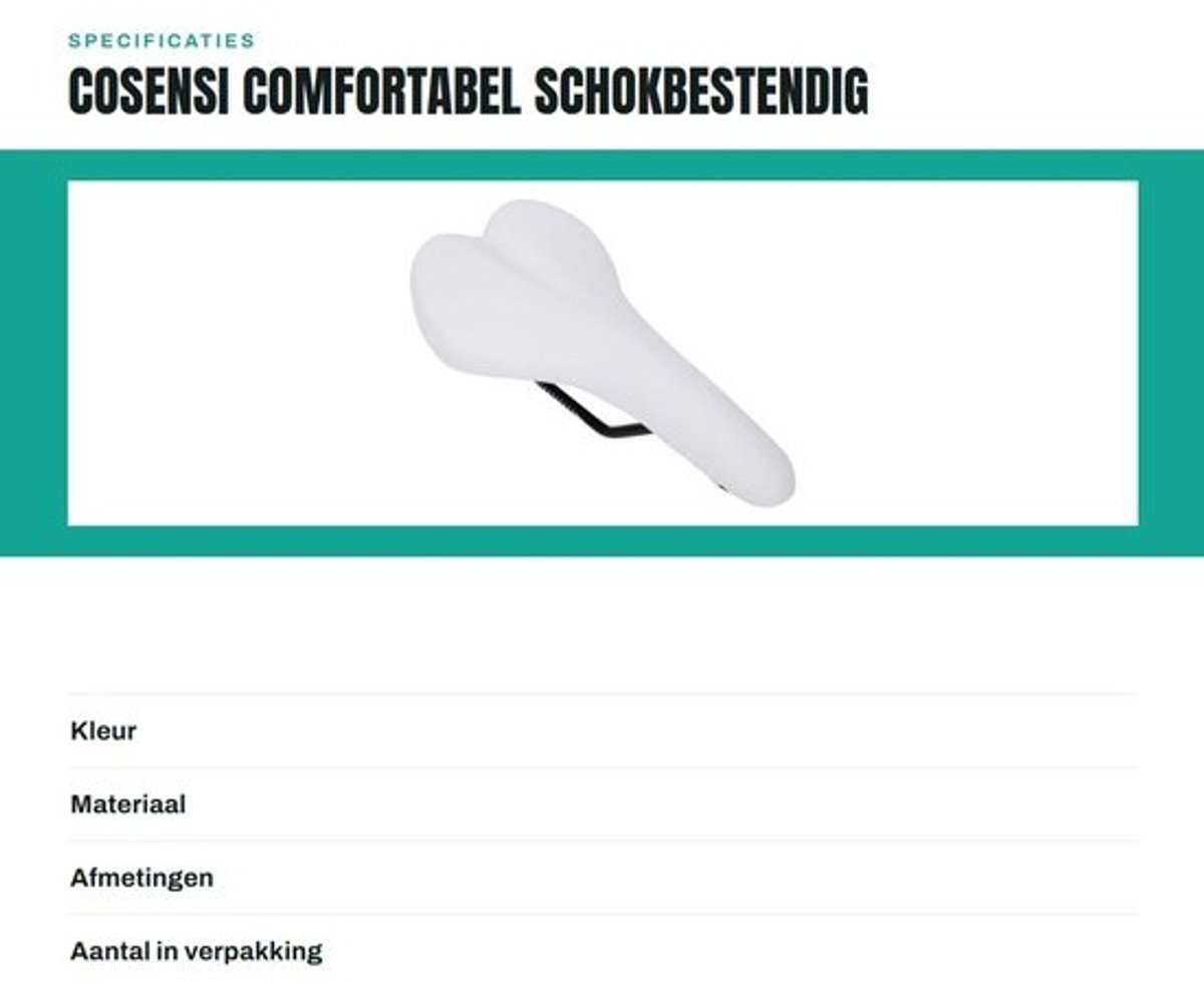 Dailygoods- Fietszadel Ergonomisch Design - PU-Leer - Waterdicht - Slijtvast