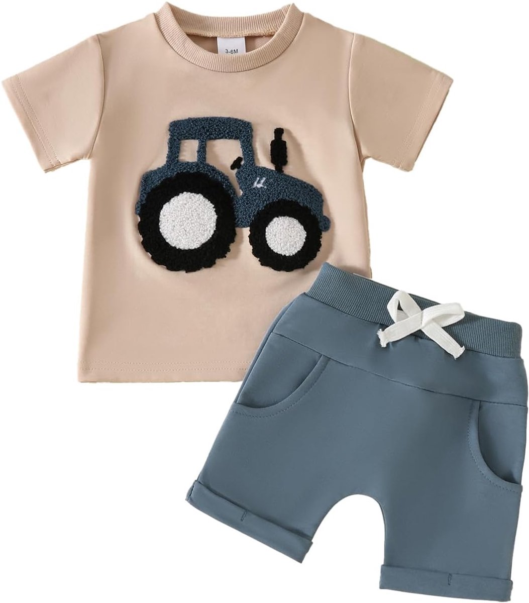 Kledingset voor peuters en jongens, ronde hals, letterprint, T-shirt, tops en shorts, babyjongens, zomeroutfits