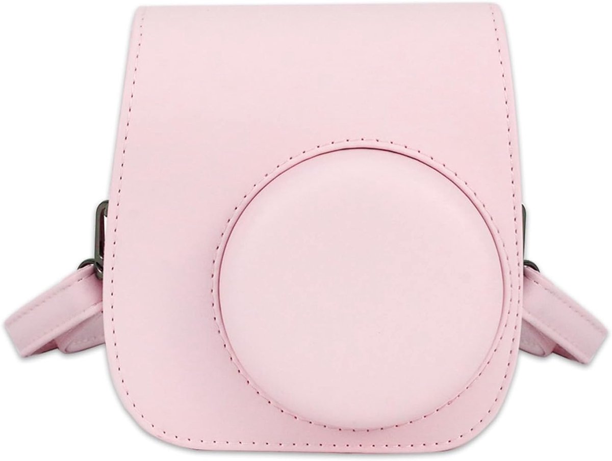 Compatibel met Fujiilm Mini 12 11 9 8 8+ instant camera, cameratas van PU-leer met tas en verstelbare schouderriem, roze, cameratassen