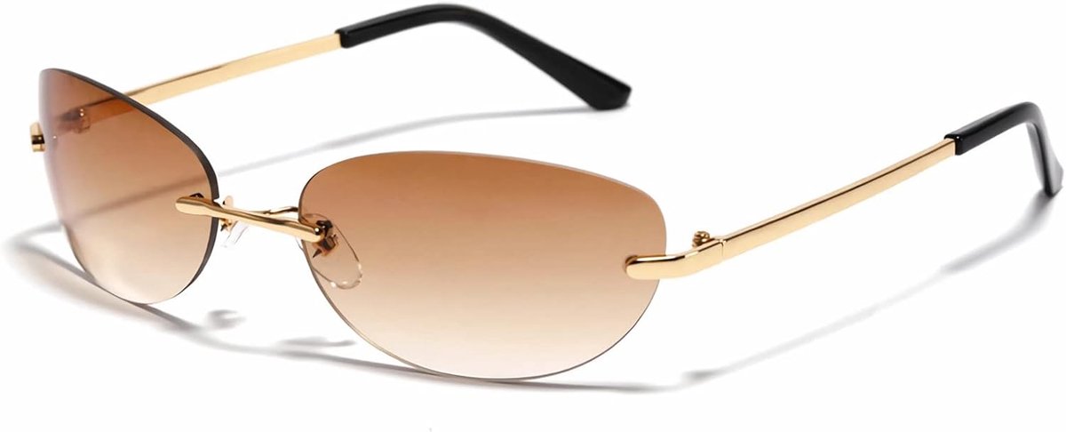 Ovale zonnebril met randloze lens metalen frame bril voor dames heren outdoor activiteiten