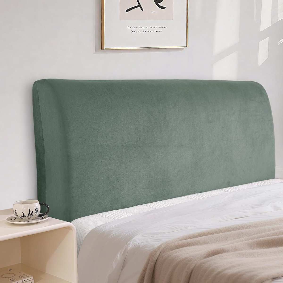 Bed Headboard Cover, Stretch All-Inclusive Bescherming Cover, Elastisch, Effen, Stofdichte Hoofdbordbekleding Voor Bed, Wasbaar (200cm, Lichtgroen)
