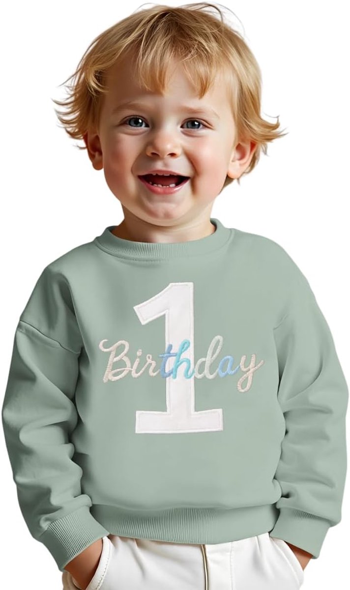 C&M WODRO 1. Verjaardag Jongen Sweatshirt 1 Verjaardag Borduurwerk Trui Pasgeboren Babykleding Kinderen Sweatshirts Ronde Hals Lange Mouw Peuter Outfits Warme Herfst Winter Trui