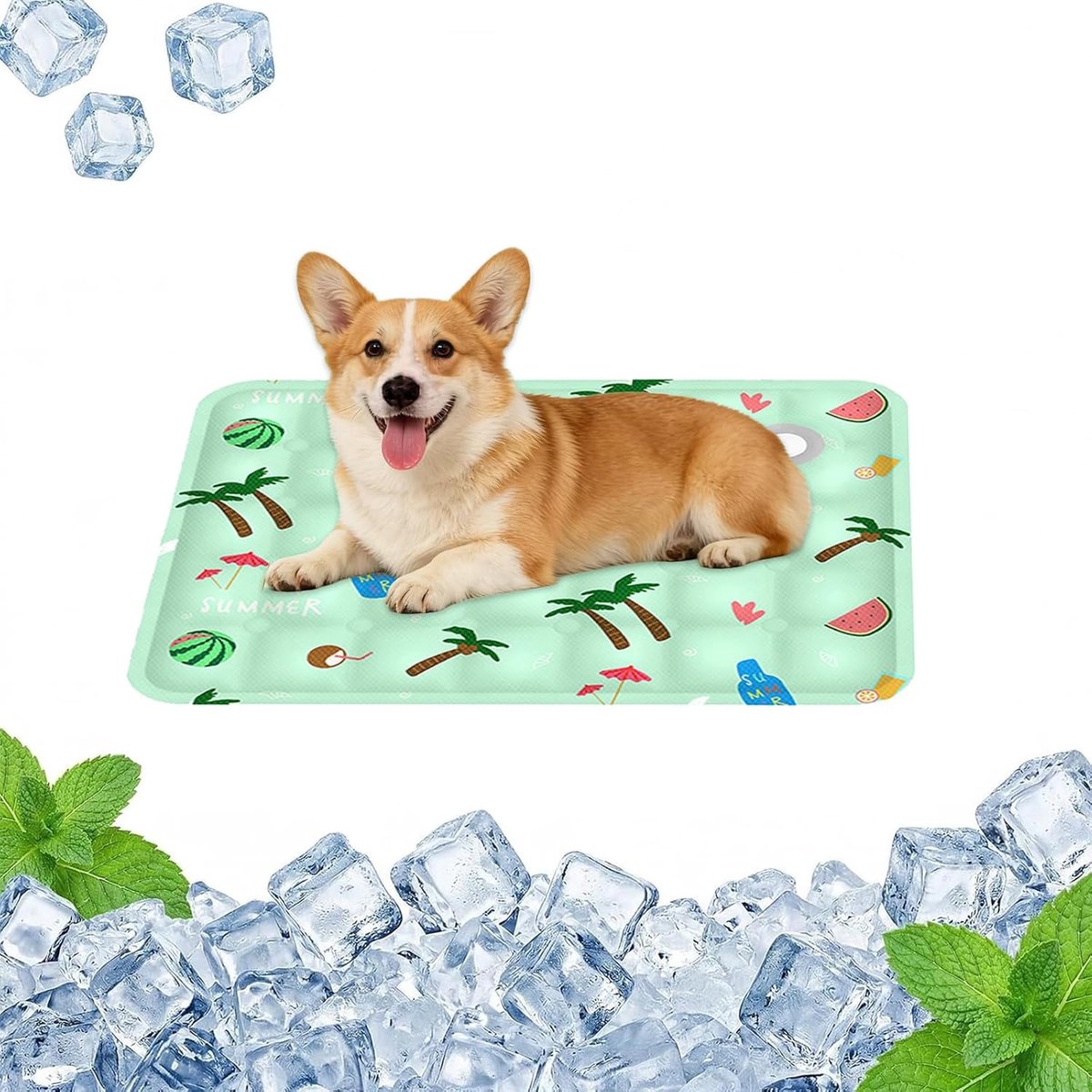 Koelmat voor honden en katten, waterinjectie, niet-giftige gel, waterdicht, zelfkoelende gelmat voor huisdieren, verkoelende mat in de zomer, 50 x 40 cm