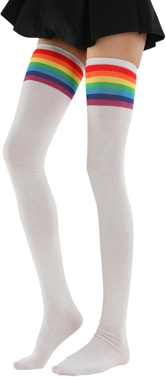 Sokken, Dames LGBT Gay Pride Month, Lange Rainbow-Kousen, Fantasie Grappige Sok, Stretch Kousen, Hoge Kleurrijke Sok | Cosplay Sport