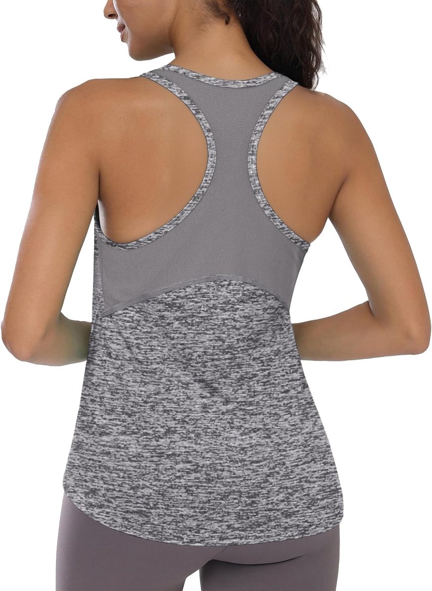 Sporttop voor dames, fitness-top zonder mouwen, ronde hals, mouwloos, ademend en elastisch, voor training S-XXL