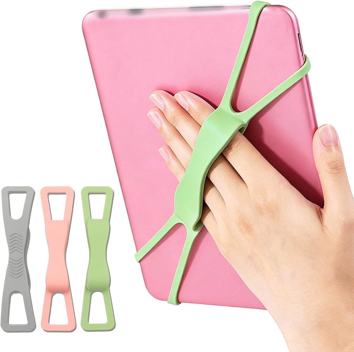 3 stuks polsband voor Kindle, 3 kleuren siliconen tablethouder zeer elastische veelzijdige vingerhouder handgreep houder accessoires voor e-books reader Paperwhite tablet