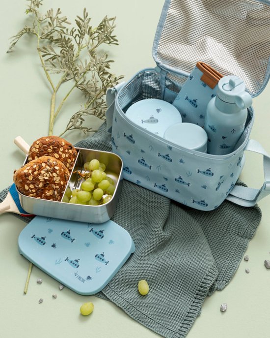 Fresk Koeltas Kind - 6.2 L - Lunchtas Jongen - Thermische Lunch Koeltas voor school - Met Bestekvak - Waterafstotend - Lichtblauw - Submarine van Merkloos — afbeelding 3