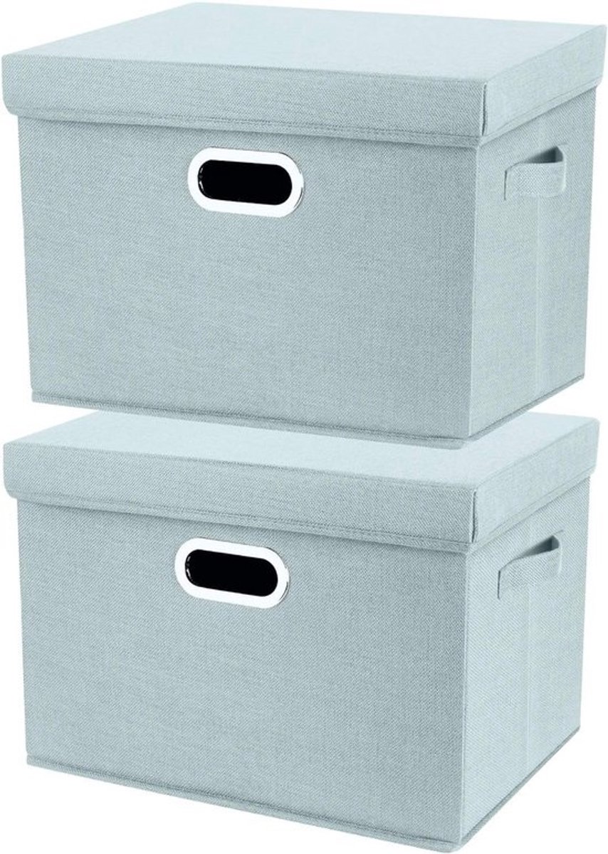 Grote Opbergdozen met Deksel - Vouwbaar en Wasbaar - Set van 2 - 44x30x29cm - Ideaal voor Organisatie en Opslag in Huis