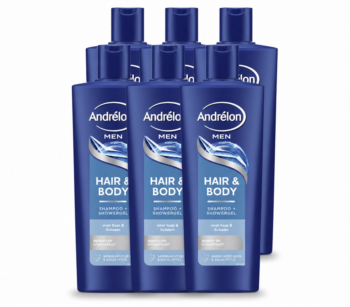6 x Andrélon – Shampoo – Hair & Body Men – 400 ml - Voordeelverpakking - 6 stuks