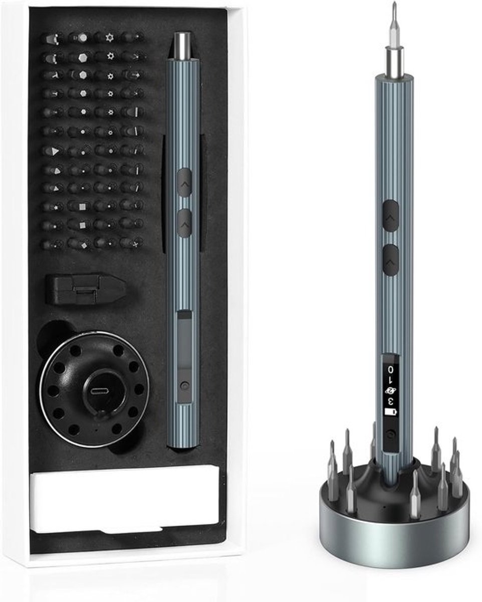 Mini elektrische schroevendraaierset 52-in-1 met LED en 48 precisie bits