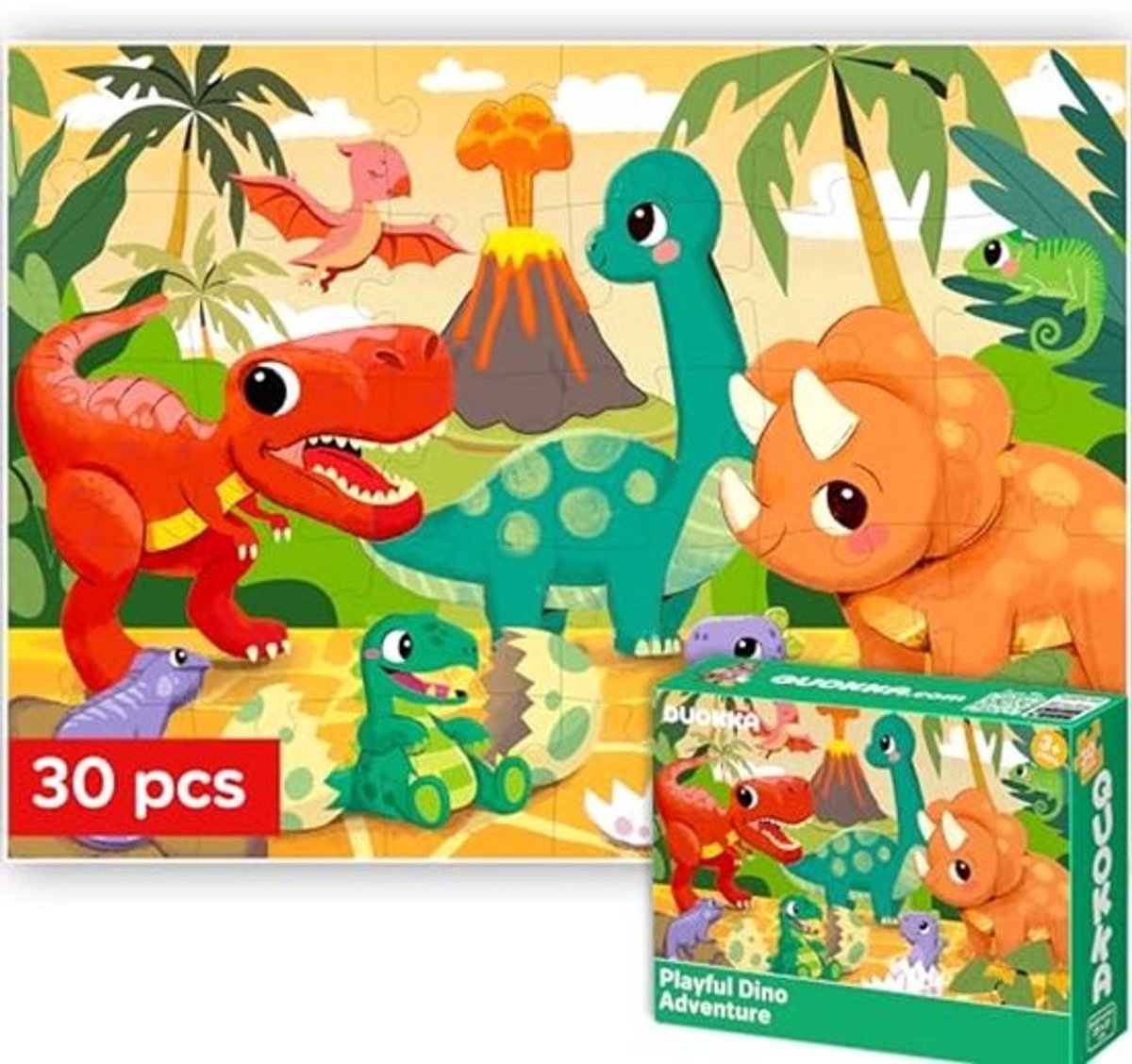 Educatieve Puzzels Voor Kinderen Van 2 Tot 6 Jaar - 30 Stukjes Met Dinosaurussen - Perfect Voor Peuters En Kleuters