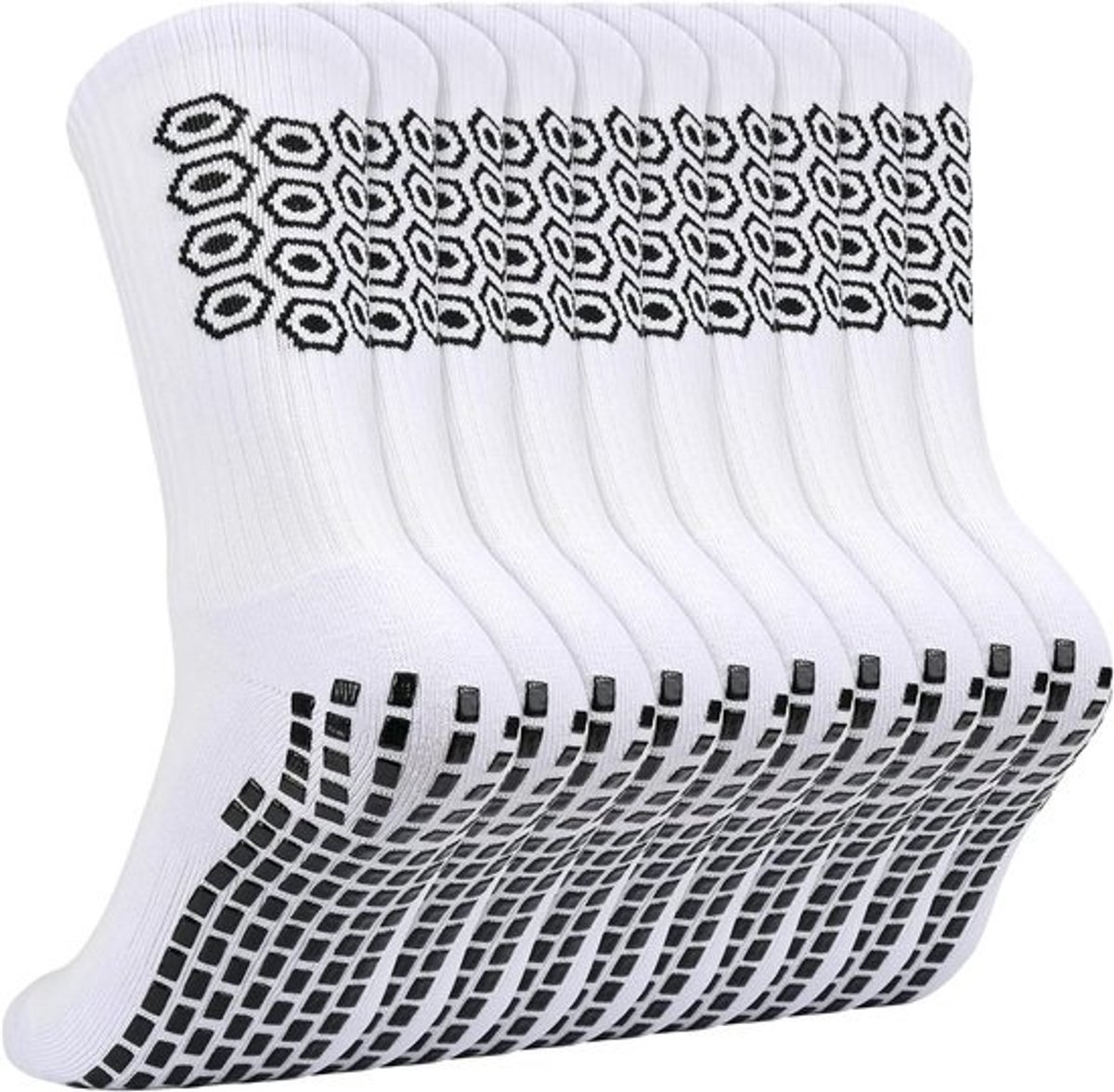 Sportsokken Heren - Grip Sokken - Actief Sporten - Antislip Siliconen - Maat 43-46 - Wit Zwart