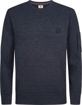 Petrol Industries - Heren Gebreide trui met utility-zak Kellan - Blauw - Maat XL