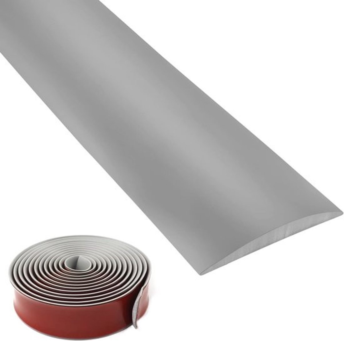 Plint - 3 m - Zelfklevend overgangsprofiel - 5 cm - Grijs PVC - Voor vloeren en tegels - Eenvoudig te installeren - Slijtvast - Voorkomt stof - Veilig in gebruik