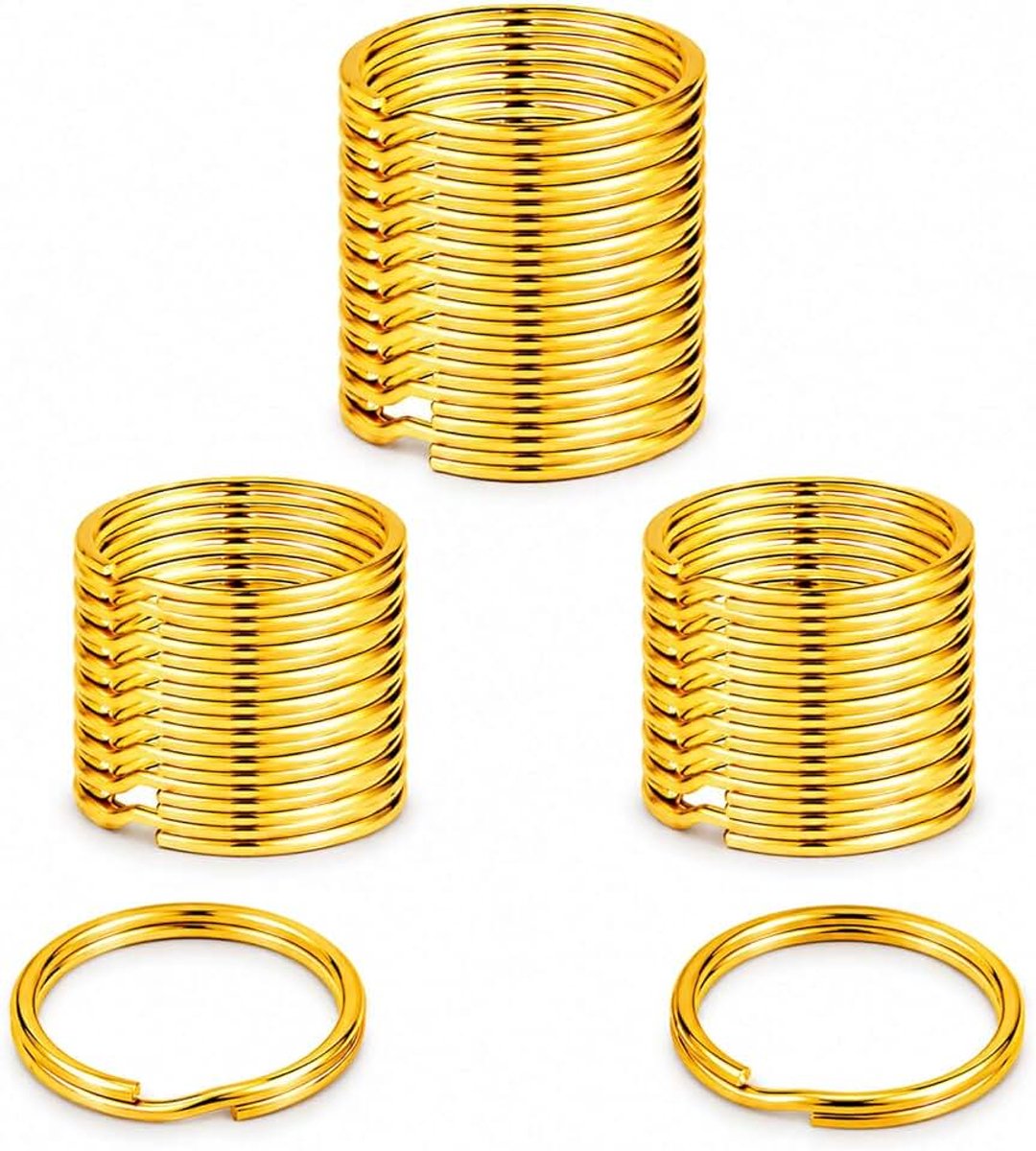 Sleutelringen, 100 stuks, metalen ronde sleutelhangers, ring voor sleutels, sleutelhangers, accessoires, knutselen, ornamenten en doe-het-zelf goud