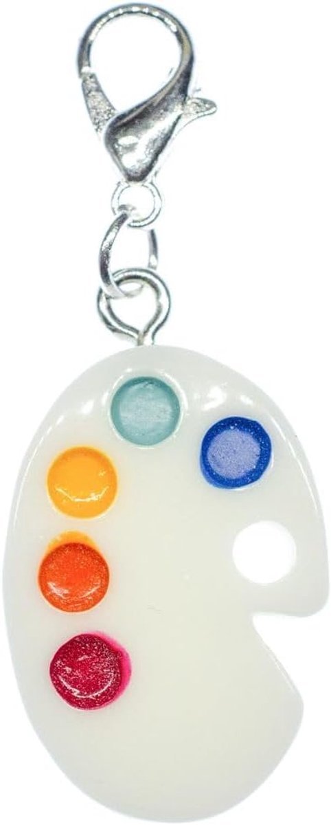 Charm Zipper Pull hanger kleuren schilderen kunstenaar wit - handgemaakte modesieraden I ketting hanger verzilverd - bedelhanger bedelarmband - hanger voor armband