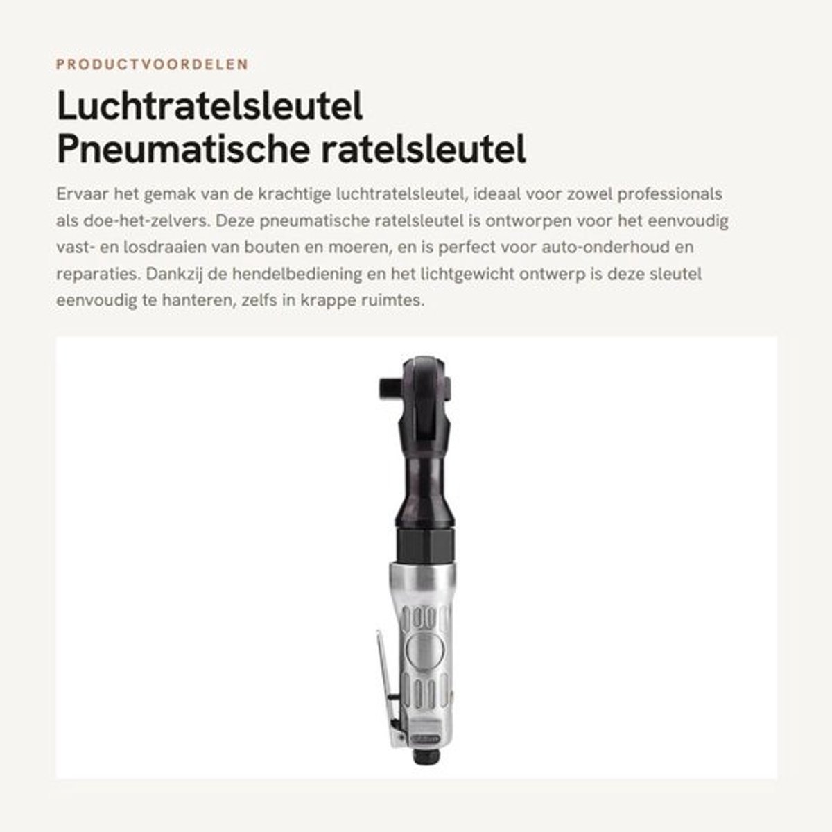 Dailygoods- Luchtratelsleutel Pneumatisch - Zware Ratelsleutel - Vierkante Kop 1/2" - Lichtgewicht - Robuust - Ideaal voor Auto Onderhoud - Pneumatische Ratelsleutel