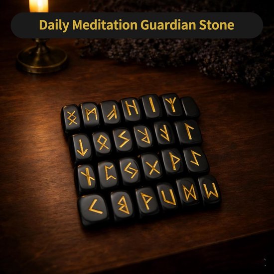 Elder Futhark rune stenen set van 25 stuks van lapis lazuli voor mystiek, meditatie en magie met genezende eigenschappen — afbeelding 5