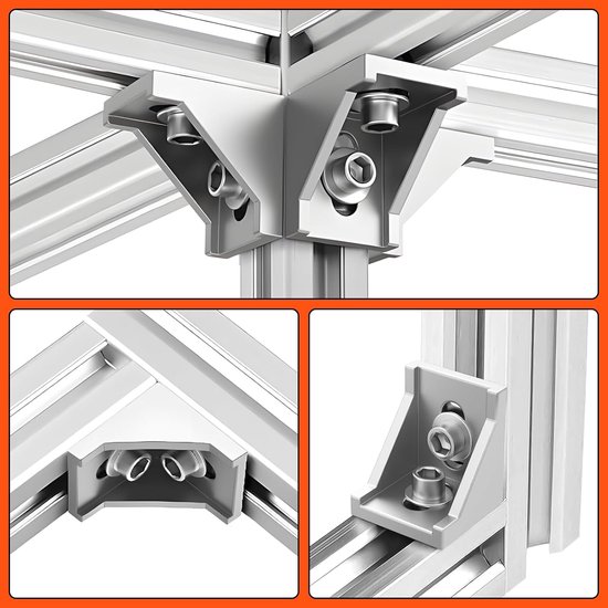 Hoek van 30 stuks, 40 x 40 cm, groef, 8 aluminium hoeken, bevestigingsmateriaal, hoekverbinding, hoekverbinding, hoekverbinding voor steunprofiel, 3D-printer, CNC-router, doe-het-zelfprojecten — afbeelding 4