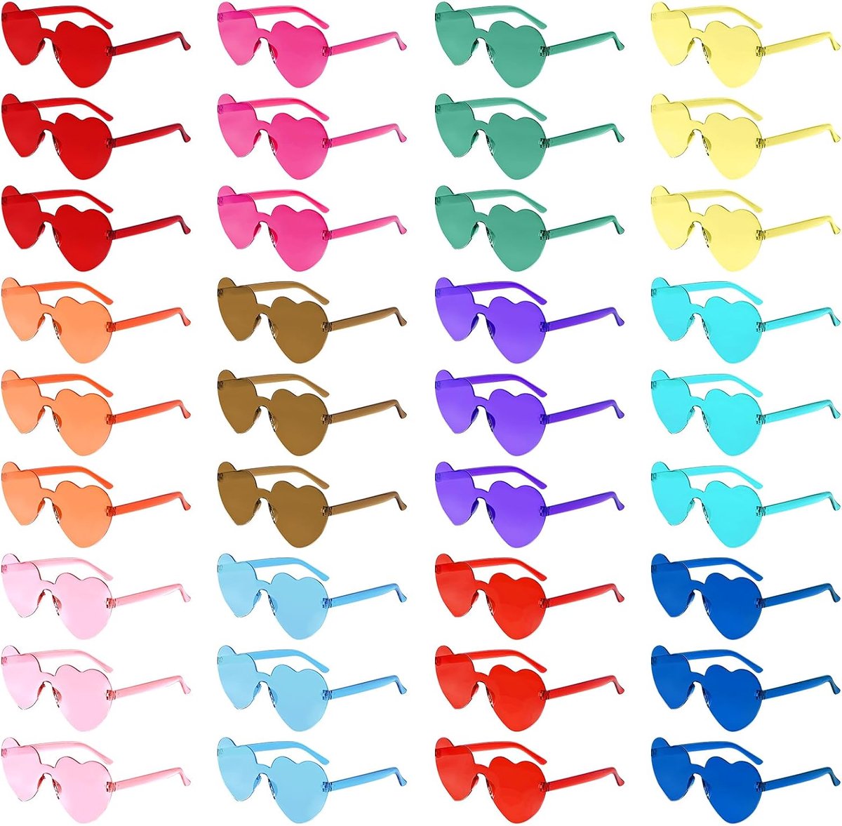 12/24/36/48 Pack Hartvormige Zonnebril Kleurrijke Randloze Bril Bachelorette Party Favor Eyewear voor Vrouwen Meisjes