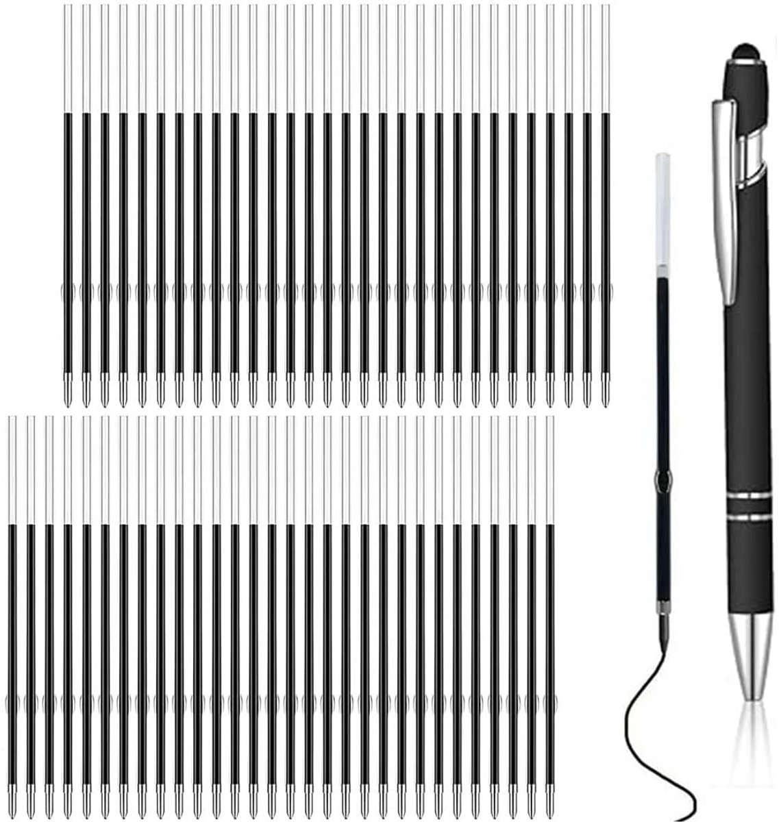 Penvullingen met 1 pen, reservevullingen in blauw en zwart, vullingen voor balpen, lijnbreedte 1,0 mm, lengte 98 mm (30 blauw + 30 zwart)